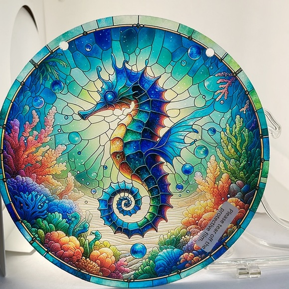 Seahorse Suncatcher Acrylic Decorative Faux Glass  Window Garden Wall Decor New - Picture 3 of 3